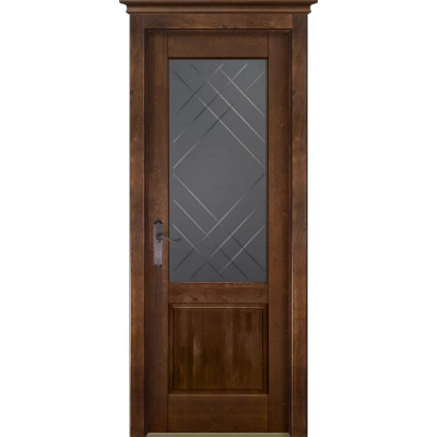 Дверь М5 массив ольхи со стеклом, античный орех