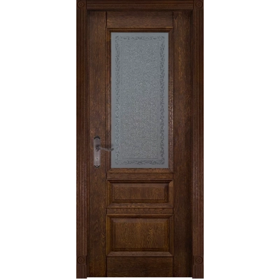 Дверь Аристократ 2 массив дуба со стеклом, античный орех