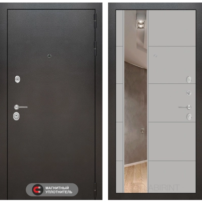 Входная дверь SILVER с Зеркалом 19 - Грей софт