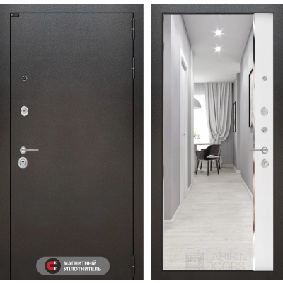 Входная дверь SILVER с зеркалом Панорама - Белый софт