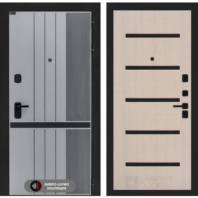 Входная дверь SKYLAB 01 - Беленый дуб, стекло черное