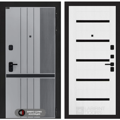 Входная дверь SKYLAB 01 - Белое дерево, стекло черное