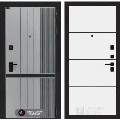 Входная дверь SKYLAB 25 - Белый софт, черный молдинг