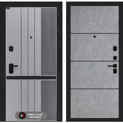 Входная дверь SKYLAB 25 - Бетон светлый, черный молдинг