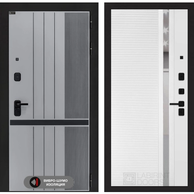 Входная дверь SKYLAB 31 - Белый софт, зеркальная вставка с тонировкой