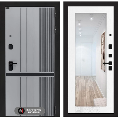 Входная дверь SKYLAB с Зеркалом 18 - Белое дерево