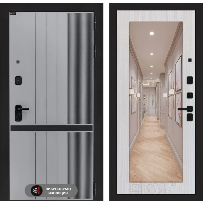 Входная дверь SKYLAB с Зеркалом 18 - Сандал белый