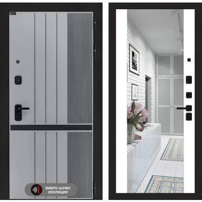 Входная дверь SKYLAB с зеркалом Максимум - Белый софт