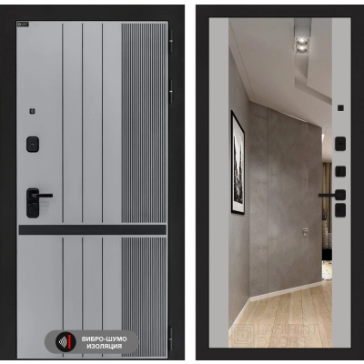 Входная дверь SKYLAB с Зеркалом Максимум - Грей софт