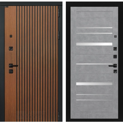 Входная дверь STORM 20 - Бетон светлый, зеркальные вставки