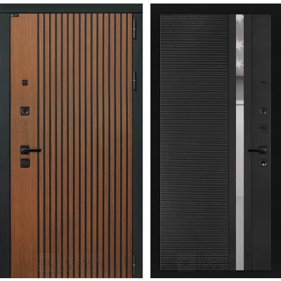 Входная дверь STORM 31 - Черный кварц, зеркальная вставка с тонировкой