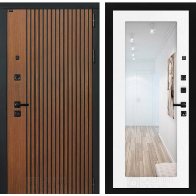 Входная дверь STORM с Зеркалом 18 - Белое дерево