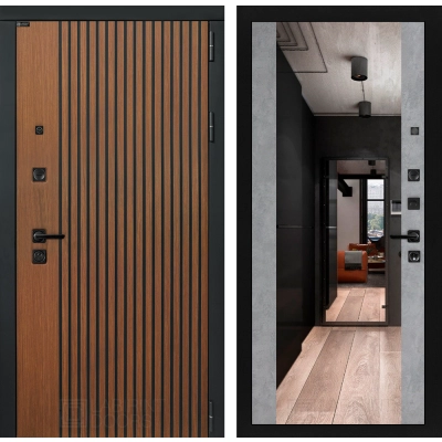 Входная дверь STORM с Зеркалом Максимум - Бетон светлый