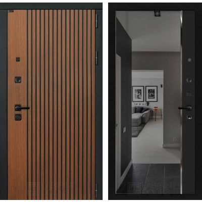 Входная дверь STORM с зеркалом Панорама с тонировкой - Черный кварц