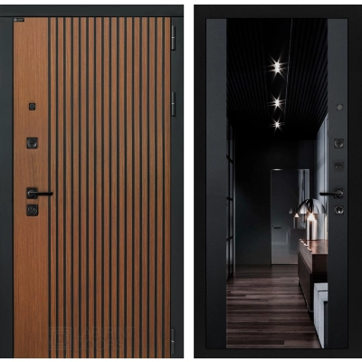 Входная дверь STORM с Зеркалом тонированным Максимум - Черный кварц