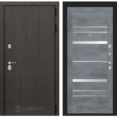 Входная дверь URBAN 20 - Бетон темный, зеркальные вставки