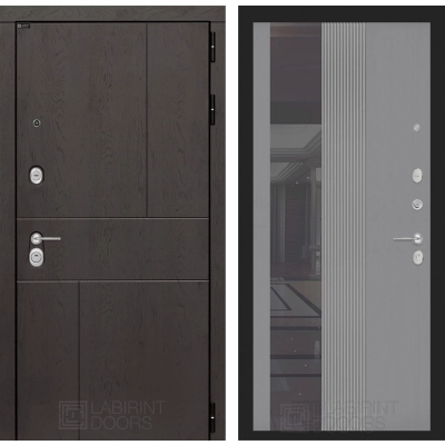 Входная дверь URBAN с Зеркалом 32 тонированным - Серый рельеф софт