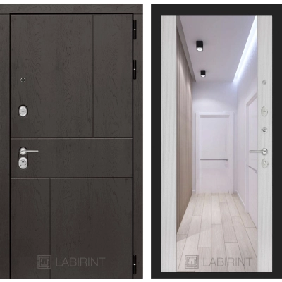 Входная дверь URBAN с Зеркалом Максимум - Сандал белый 880х2050 правая