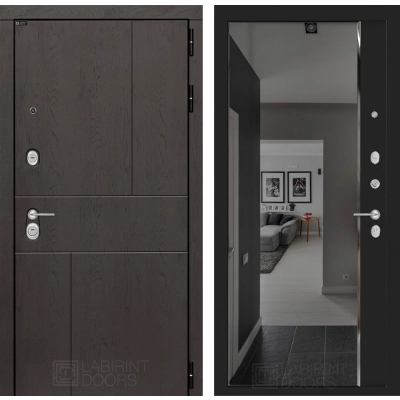 Входная дверь URBAN с зеркалом Панорама с тонировкой - Черный кварц