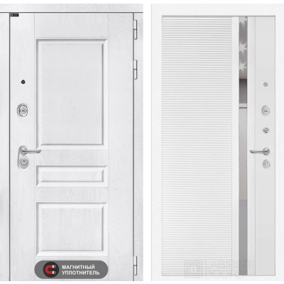 Входная дверь VERSAL 31 - Белый софт, зеркальная вставка с тонировкой