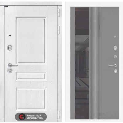 Входная дверь VERSAL с Зеркалом 32 тонированным - Серый рельеф софт