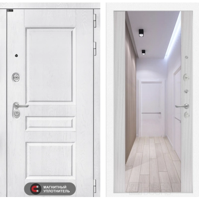 Входная дверь VERSAL с Зеркалом Максимум - Сандал белый