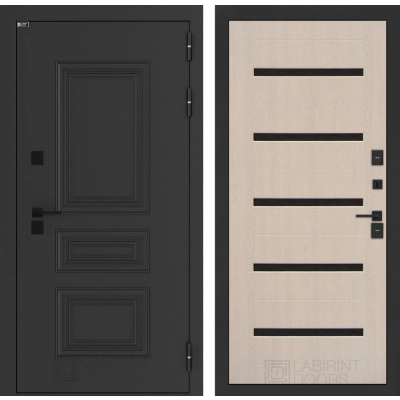 Входная дверь Аляска Лайт 01 - Беленый дуб, стекло черное