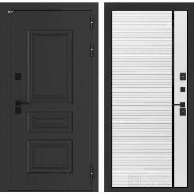 Входная дверь Аляска Лайт 22 - Белый софт, черная вставка