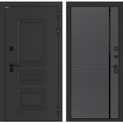 Входная дверь Аляска Лайт 22 - Графит софт, черная вставка