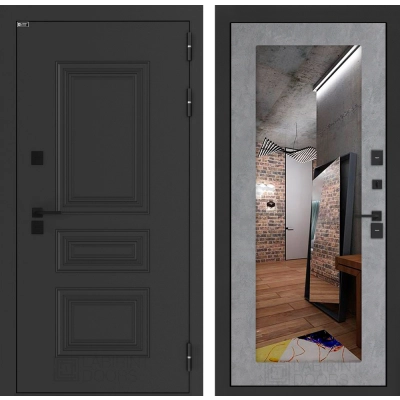 Входная дверь Аляска Лайт с Зеркалом 18 - Бетон светлый