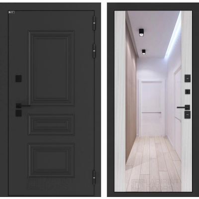 Входная дверь Аляска Лайт с Зеркалом Максимум - Сандал белый