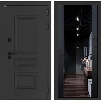 Входная дверь Аляска Лайт с Зеркалом тонированным Максимум - Черный кварц