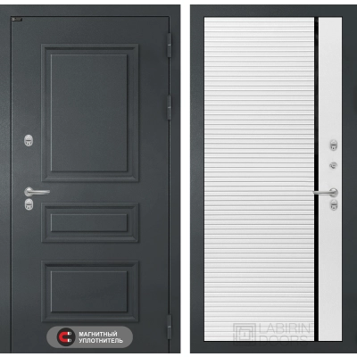 Входная дверь Атлантик 22 - Белый софт, черная вставка