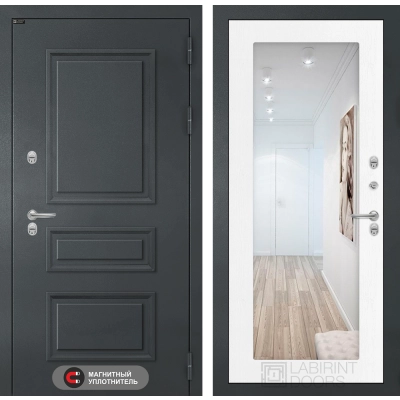 Входная дверь Атлантик с Зеркалом 18 - Белое дерево