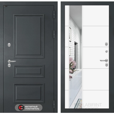 Входная дверь Атлантик с Зеркалом 19 - Белый софт