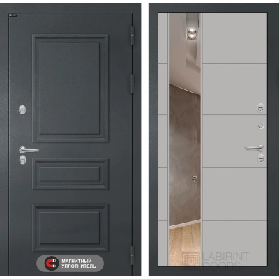 Входная дверь Атлантик с Зеркалом 19 - Грей софт