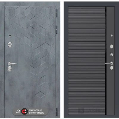 Входная дверь Бетон 22 - Графит софт, черная вставка