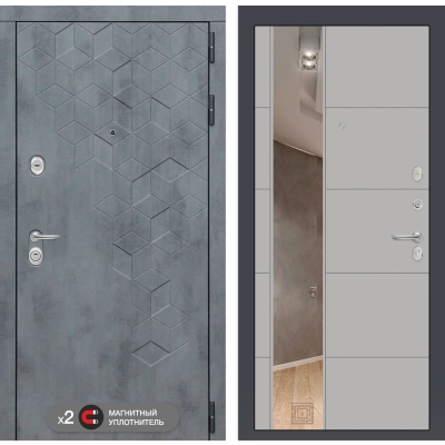 Входная дверь Бетон с зеркалом 19 - Грей софт