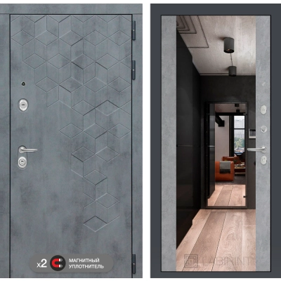 Входная дверь Бетон с зеркалом Максимум - Бетон светлый