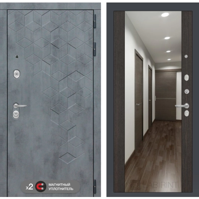 Входная дверь Бетон с зеркалом Максимум - Венге