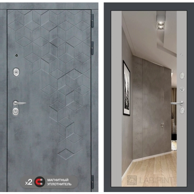 Входная дверь Бетон с зеркалом Максимум - Софт Грей