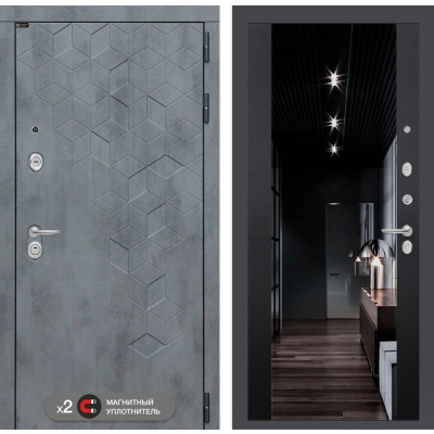 Входная дверь Бетон с тонированным зеркалом Максимум - Черный кварц