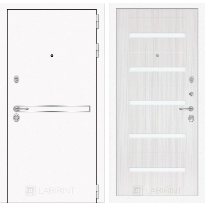 Входная дверь Лайн WHITE 01 - Сандал белый, стекло белое