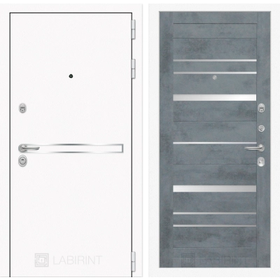 Входная дверь Лайн WHITE 20 - Бетон темный, зеркальные вставки