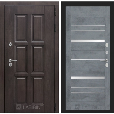 Входная дверь Лондон 20 - Бетон темный, зеркальные вставки