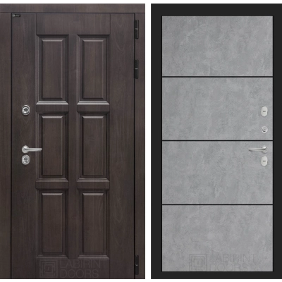 Входная дверь Лондон 25 - Бетон светлый, черный молдинг