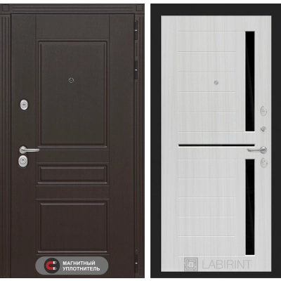 Входная дверь Мегаполис 02 - Сандал белый, стекло черное