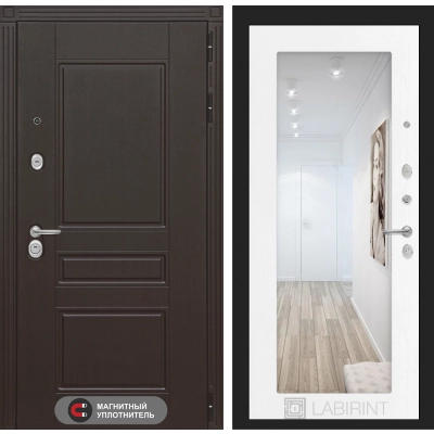 Входная дверь Мегаполис с Зеркалом 18 - Белое дерево