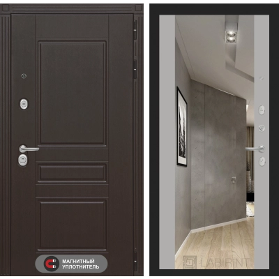 Входная дверь Мегаполис с зеркалом Максимум - Софт Грей