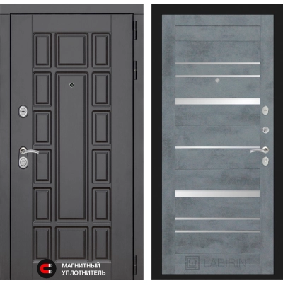 Входная дверь Нью-Йорк 20 - Бетон темный, зеркальные вставки